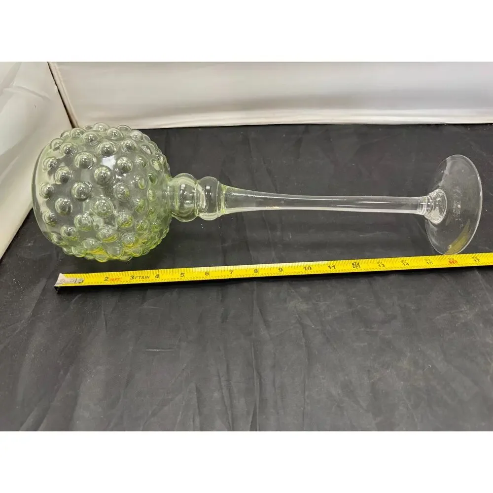 Vintage Green Hobnail Glass Compote Pedestal Bowl Candy Dish Centerpiece 16